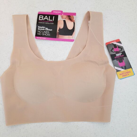 NEW! Bali Women's Sz XS Comfort Revolution Easylite Wireless bra DF3491 Beige - Picture 1 of 8